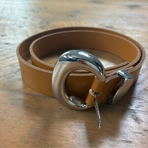 Anthropologie Tan Belt with Silver Buckle